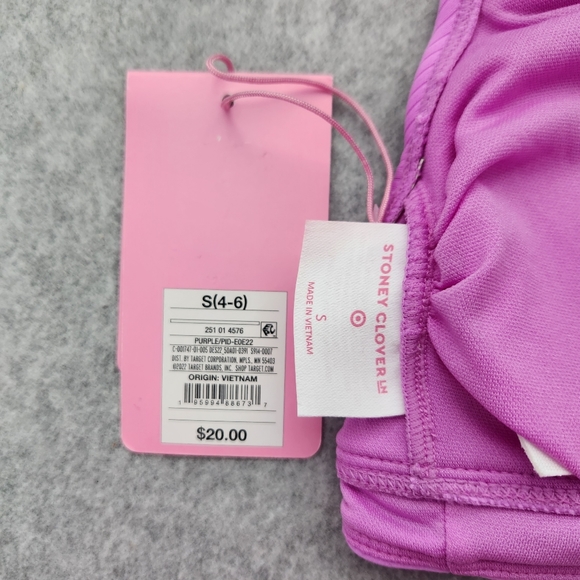 Stoney Clover Women Swim Top NWT Purple Size Small (4-6) Ribbed Cut Out Back - Picture 9 of 10
